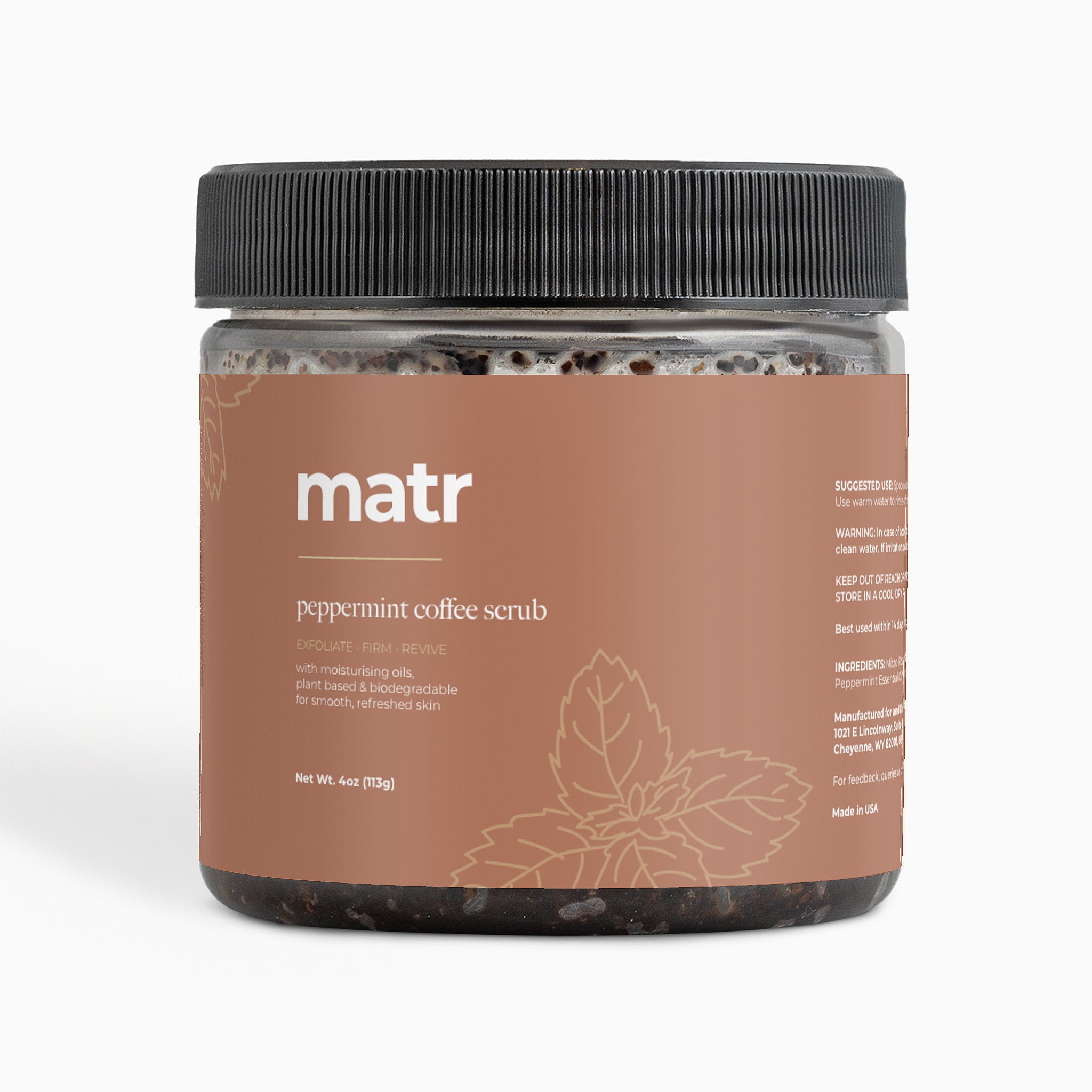 Peppermint Coffee Body Scrub for Cellulite & Skin Firmness